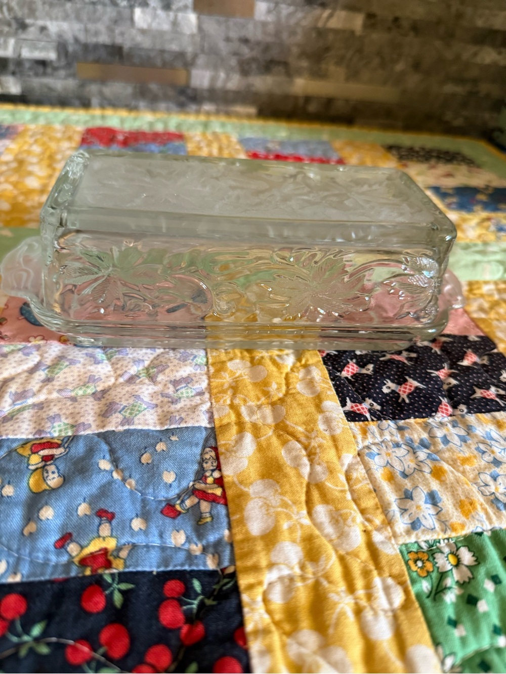 Vintage Princess House Fantasia Crystal Butter Dish w Frosted top Lif